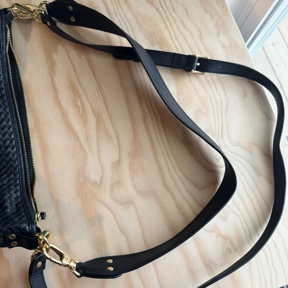 Quince Italian Leather Convertible Crescent Handwoven Shoulder Bag - Picture 8 of 9